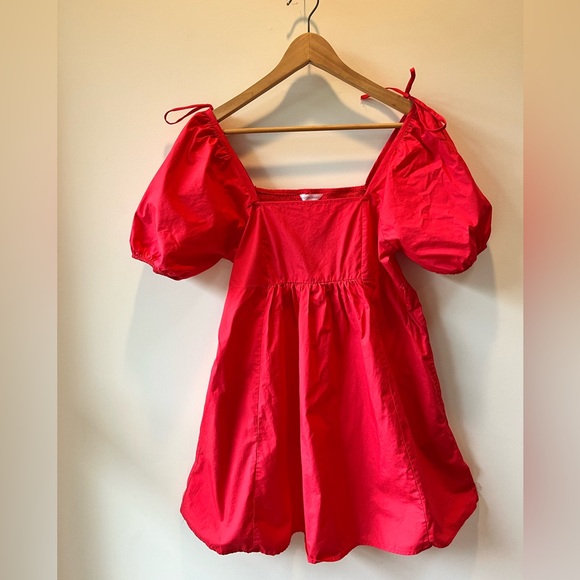 Draper James Dresses & Skirts - Draper James Salmon/Pink 100% Cotton Puff Sleeve Mini Dress - Size M